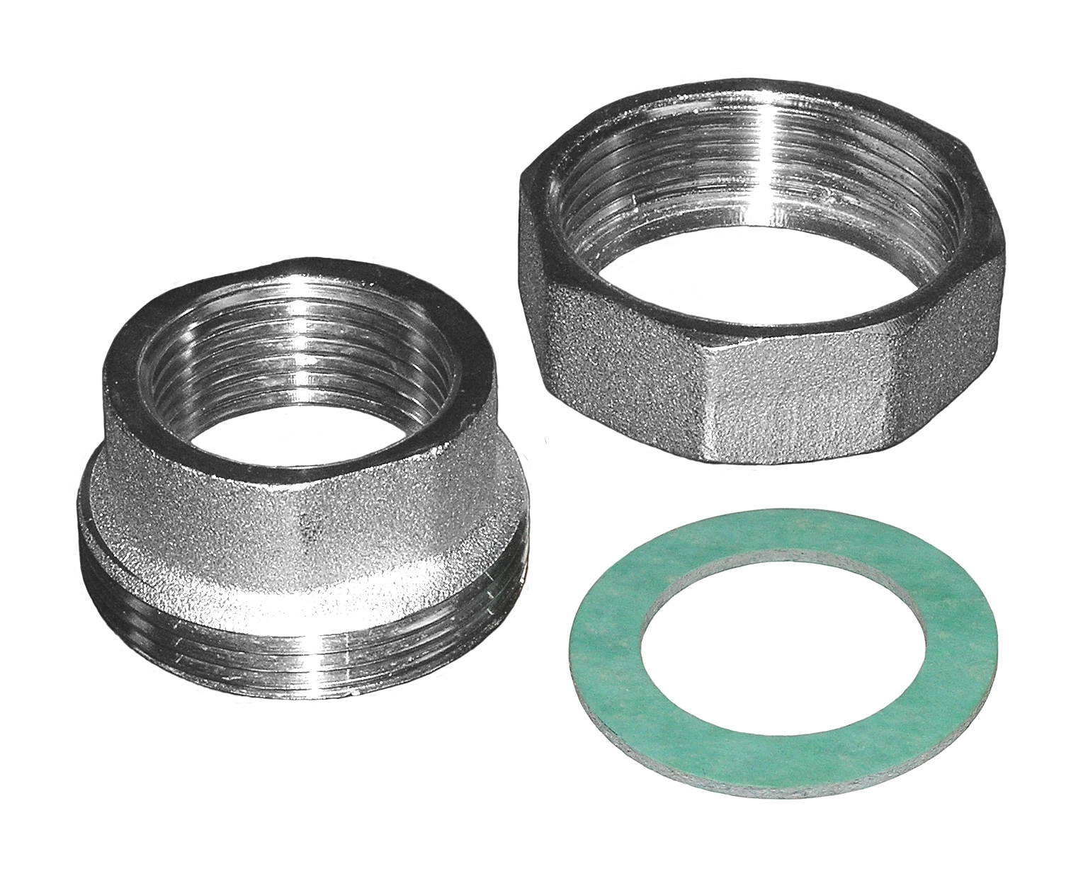 Set calotta 1”1/2, guarnizione in fibra e raccordo maschio/femmina da 1” o 1”1/4