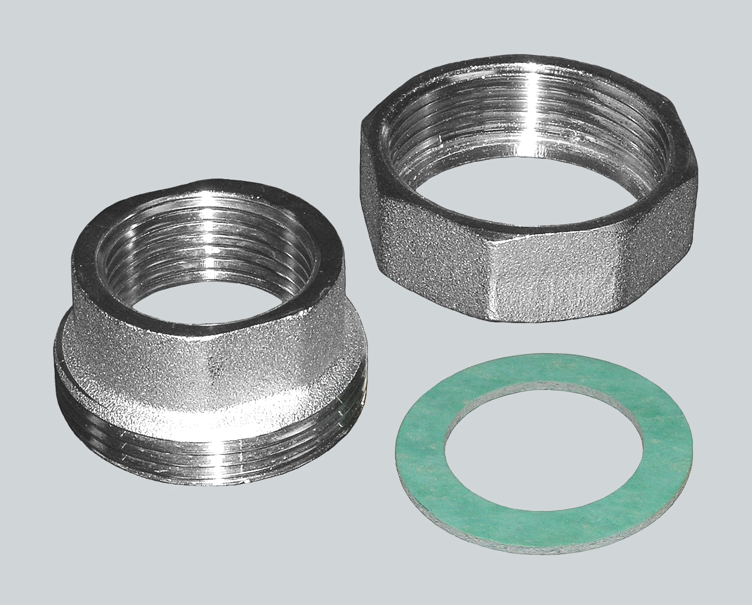 Set calotta 1”1/2, guarnizione in fibra e raccordo maschio/femmina da 1” o 1”1/4